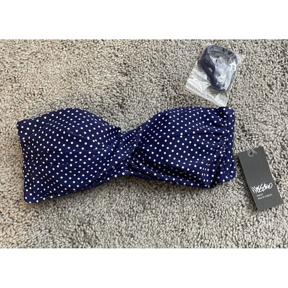 MOSSIMO WOMEN'S MOLDED CUP TWIST HALTER BIKINI TOP SIZE XS BLUE/WHITE - Picture 1 of 4